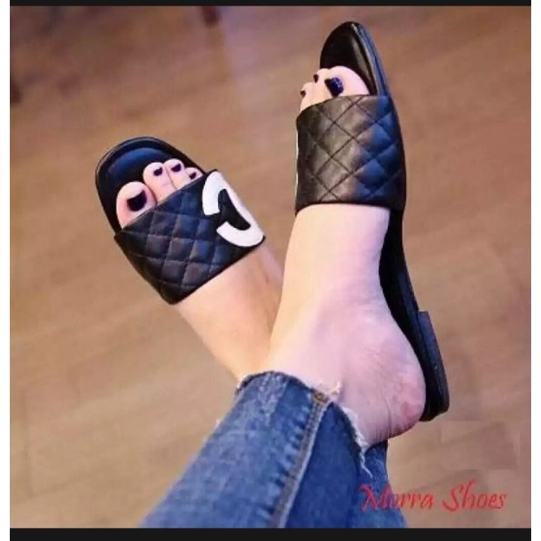 ymm SANDAL TEPLEK REPLIKA CHANNEL SENDAL SANTAI FLAT CHANEL LUCU MODEL IMPORT KOREA