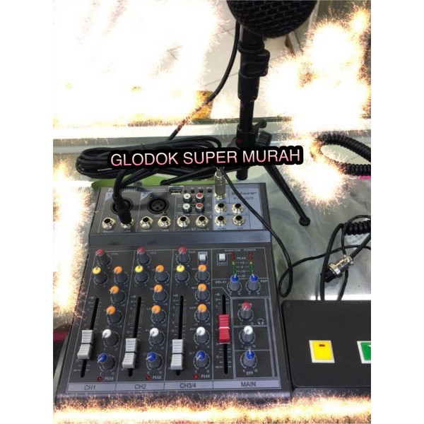 PROMO PAKET MIXER EFFECT ECHO PLUS MIC UNTUK RADIO RIG SIAP ON AIR MURAH