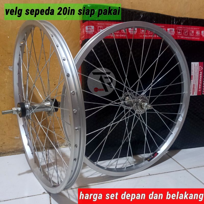 ( Sepasang ) Wheelset 20 Alloy Sudah jadi Rims Setelan Ruji Siap Pakai CTB Mini Lowrider Minion Minitrex BMX