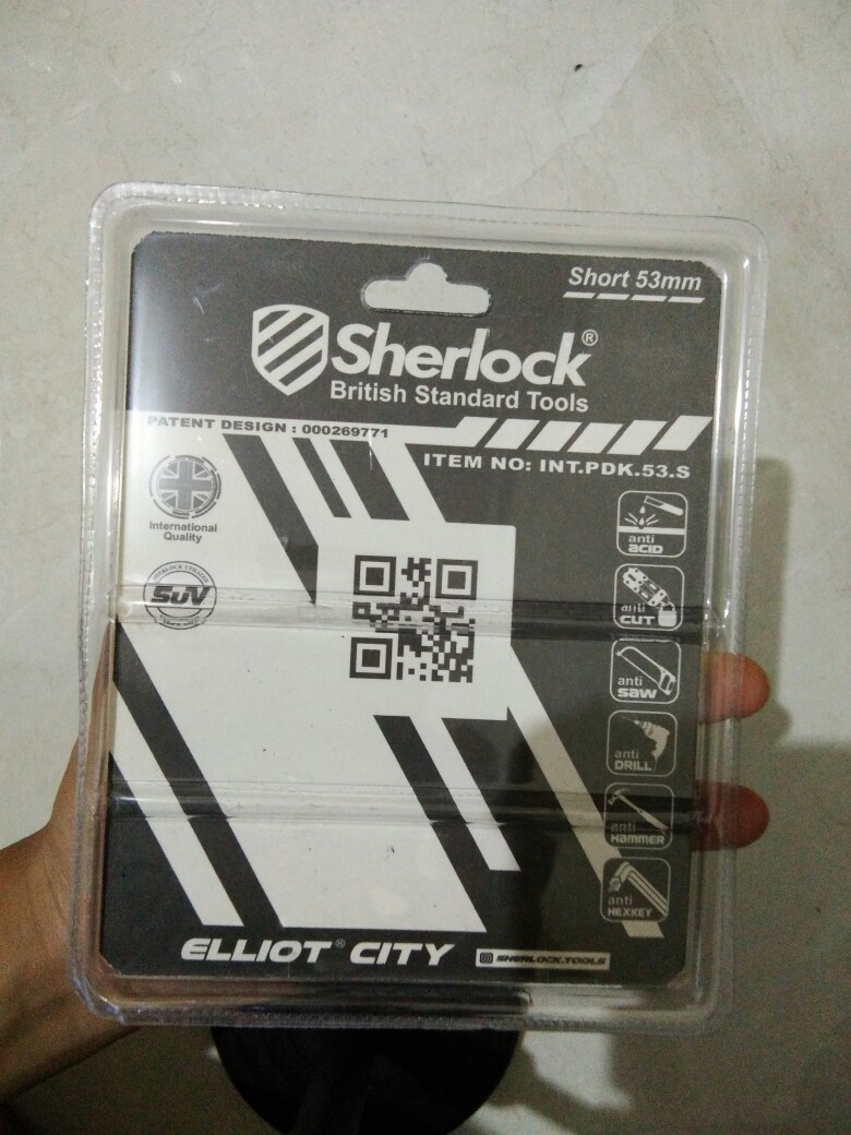 Sherlock Elliot Domestic Gembok Perisai Baja (53 Mm Pendek) Silver