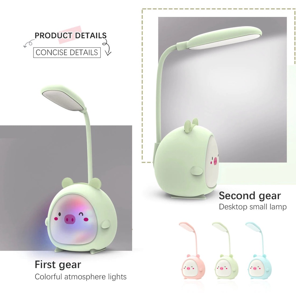 Mikusoo Lampu Meja Belajar Anak Portable LED Elastis Terlaris Mini Karakter