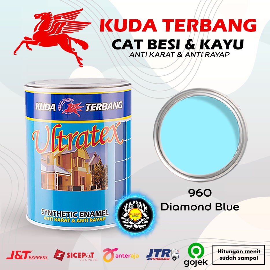 CAT MINYAK CAT KAYU DAN BESI KUDA TERBANG ULTRATEX 1 KG WARNA 960 DIAMOND BLUE BIRU MUDA BIRU LAUT BIRU LANGIT 1KG CAT KUSEN PINTU ENAMEL ANTI KARAT ANTI RAYAP GOJEK RECOLAC AUTOLAC DULUX V GLOSS AVIAN BEE BRAND 1000 JUNIOR TERMURAH DI MEDAN BINJAI