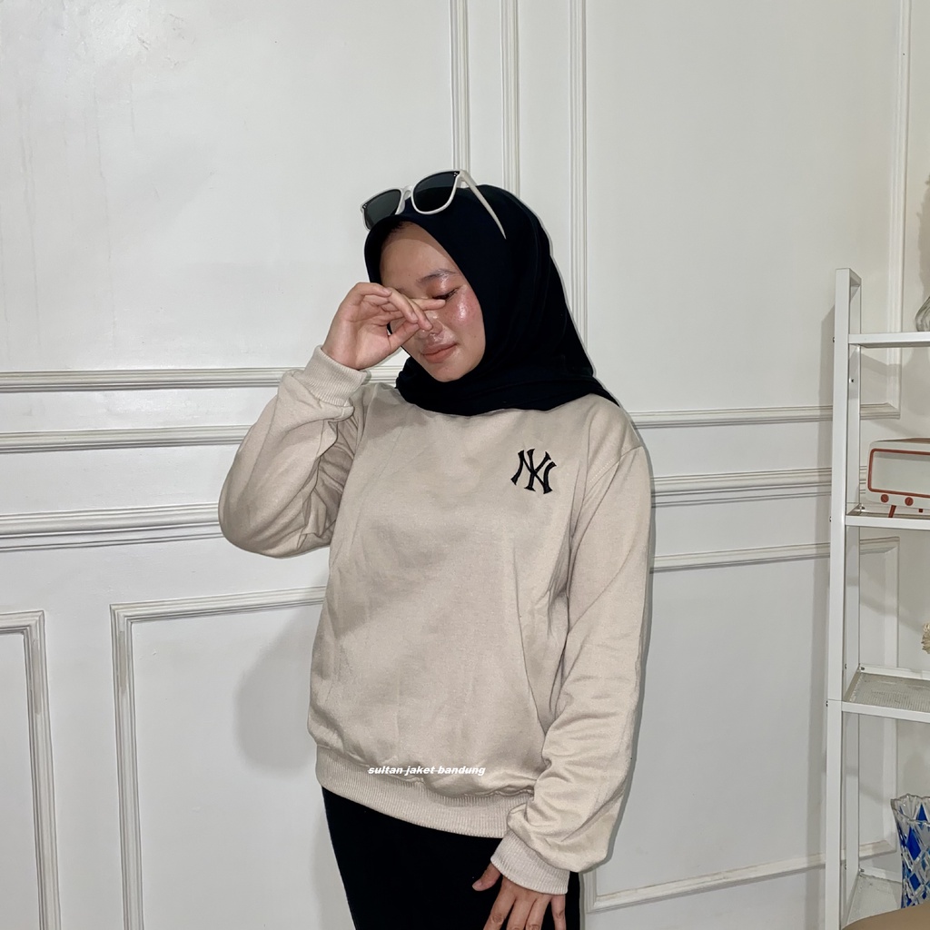 NY SWEATER CRAWNECK ZUMBO Size || SWEATSHIRT BASIC NY LOGO NY BORDIR PRIA DAN WANITA Sz M - XXL II 17 WARNA