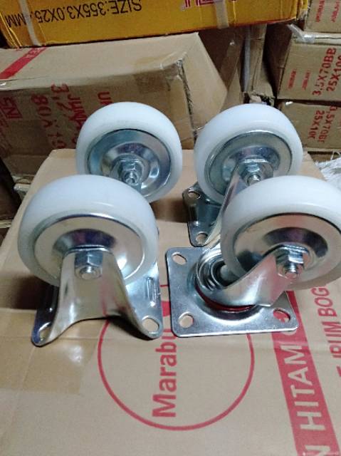 roda etalase roda troly 3&quot; nylon putih