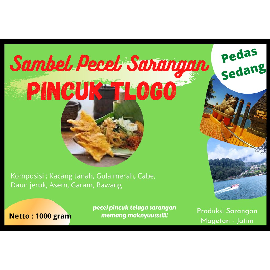 

(1 kg )Sambel pecel khas Sarangan oleh-oleh magetan bumbu kacang pedas sedang