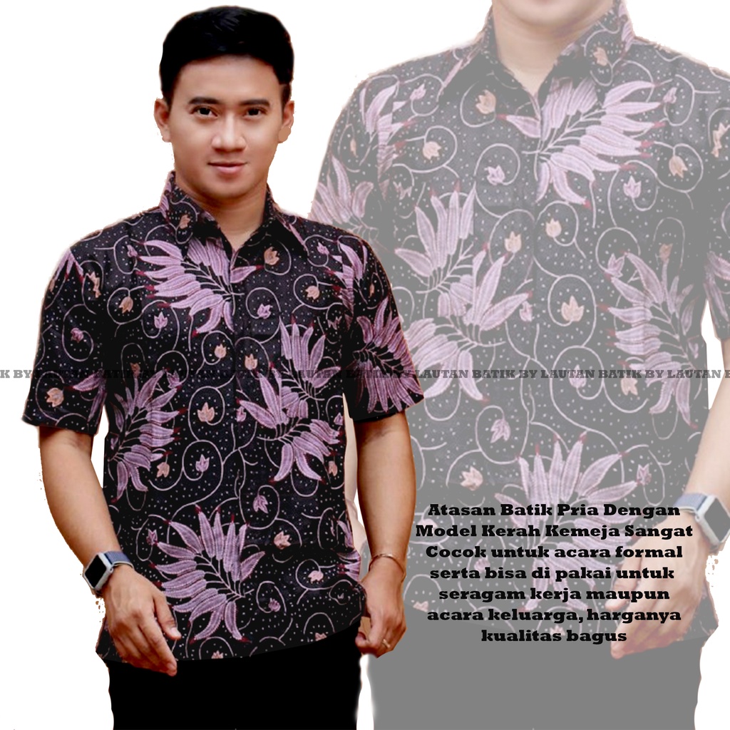 KEMEJA HEM BATIK PRIA LENGAN PANJANG COUPLE KEMEJA HEM MOTIF MELATI