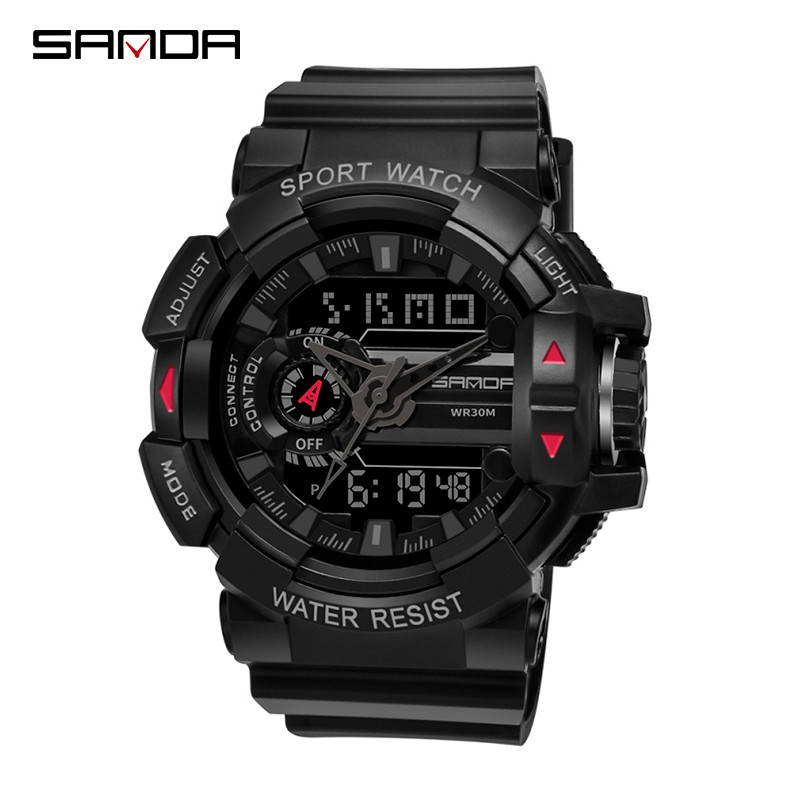 SANDA 599 Jam Tangan Pria Digital Analog Tali Rubber Chronograph Anti Air WATCHKITE WKOS