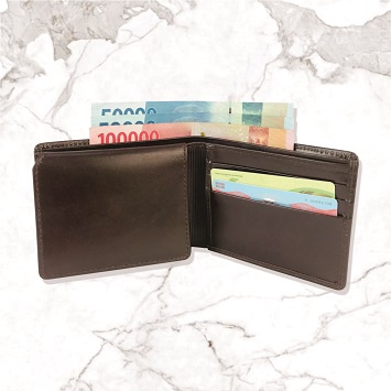 Dompet Kulit Pria 3D Kulit Sapi Asli 100% Warna Dark Brown - Gratis Box Dan Ukir Nama