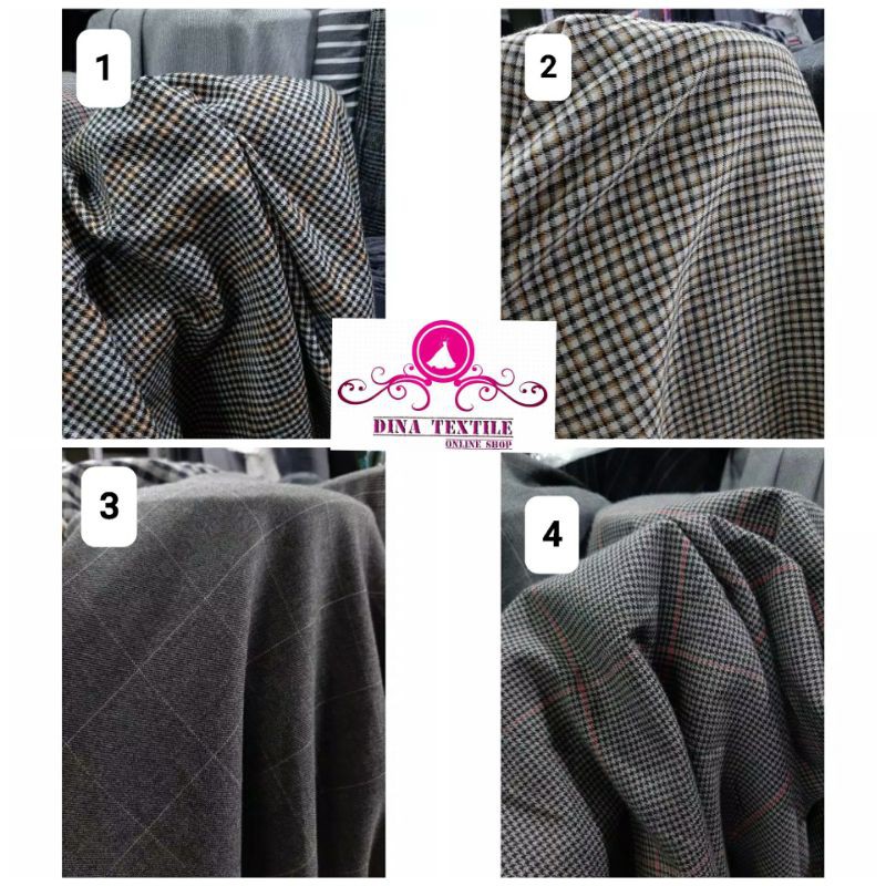 Kain Blazer Semi Wool Motif Kotak / Bahan Semi Wool Motif Kotak / Kain Blazer Semi Wol