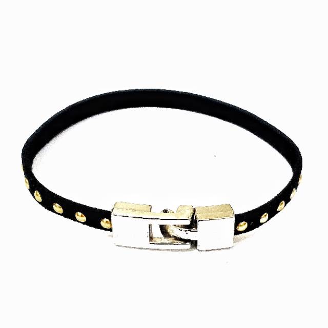 Black Stud Suede Bracelet Gelang Hitam Flip Handmade