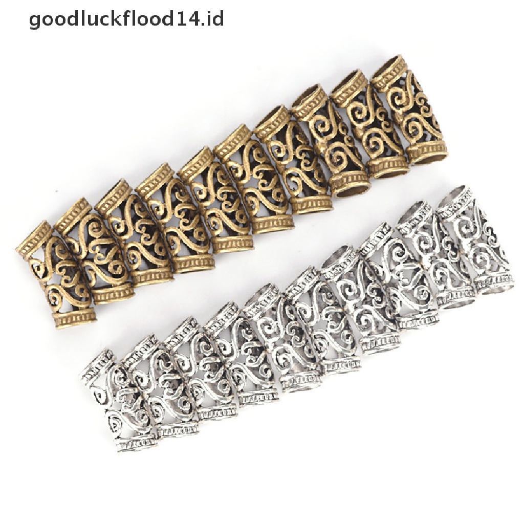 [OOID] 10 PCS Hair Braid Beads Dreadlock Bead Cuff Clip Metal Hair Braid Ring Silver ID