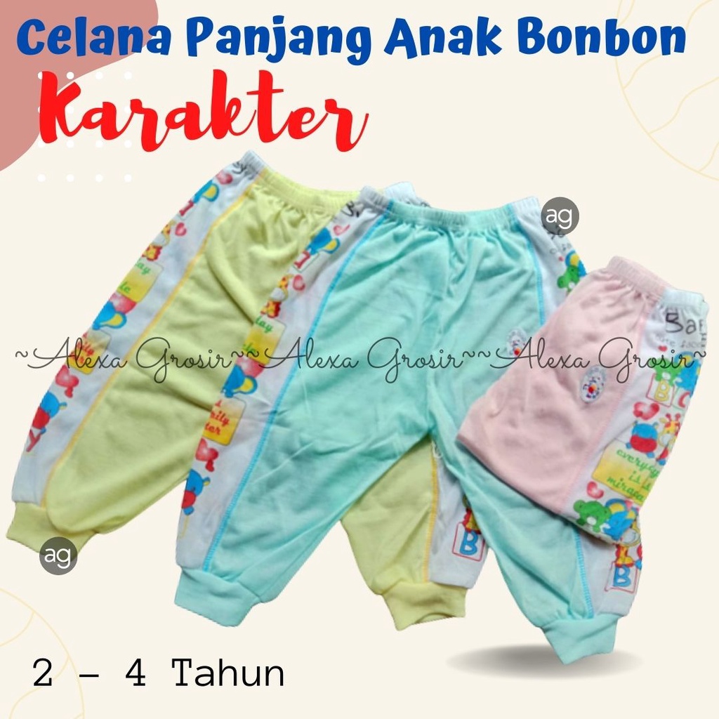 Celana Panjang Bayi Halus Lembut 2 - 4 Tahun, BonBon Murah Berkualitas Size S M L XL XXL