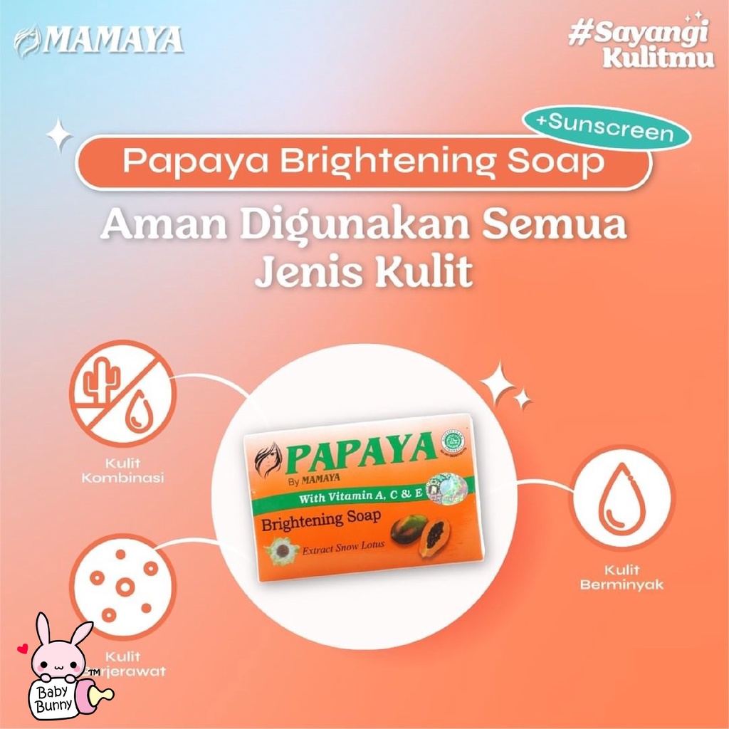 ❤ BELIA ❤ MAMAYA Sabun Papaya (✔️BPOM) Sabun Pepaya 70g | Temulawak 85g | Cucumber 85g | Rice 60g