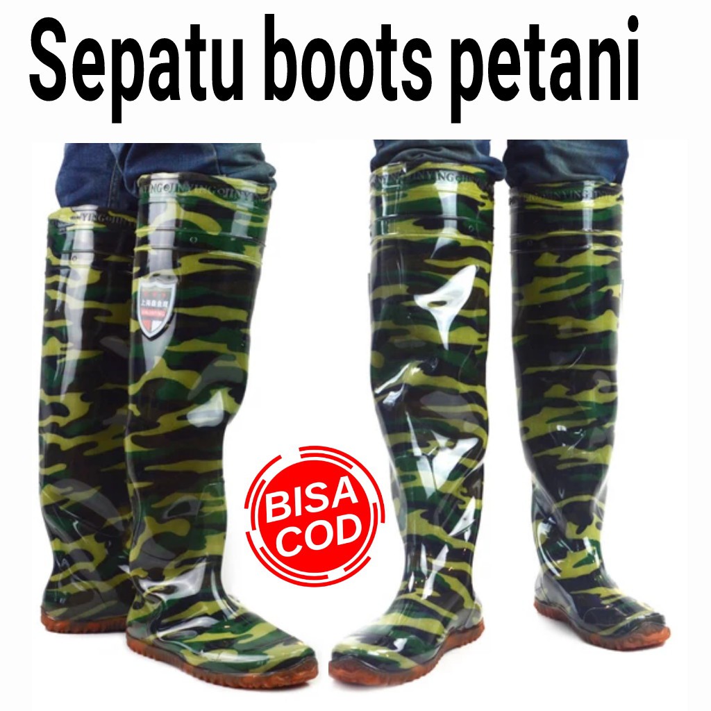 SEPATU BOAT KARET PANJANG 55cm SEPATU BOOTS KARET ANTI AIR SOL TEBAL SEPATU PETANI SAWAH (55cm)