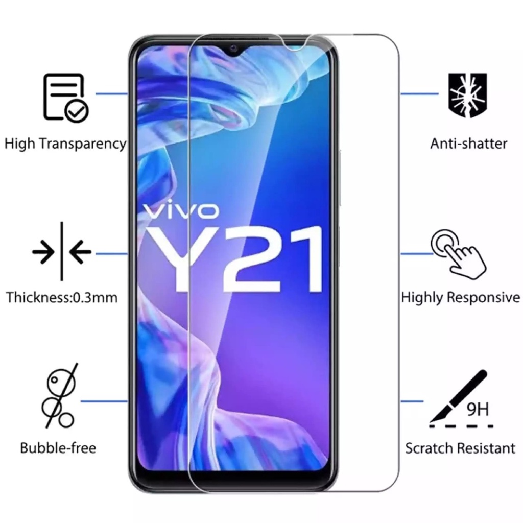 Vivo Y21 2021 Y21T Y21S Y33S Tempered Glass Full Layar Bening Anti Blue 10D Anti Spy Full Anti Glare