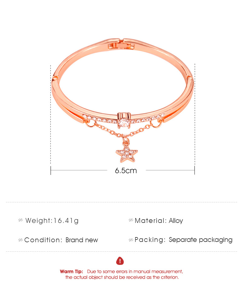 Perhiasan Gelang Tangan Rose Gold Wanita Hias Liontin Bintang Zircon Gaya Korea Untuk Hadiah