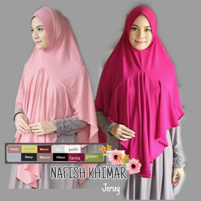 Khimar Syari Jersey Jumbo Pet Antem Kwalitas Premium Bahan Tebal Model NAFISH Kerudung Instan