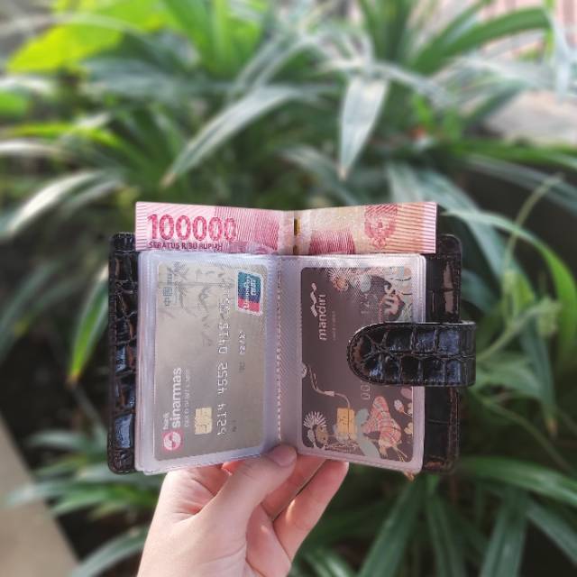 Card holder croco 17 slot / dompet kartu kulit buaya