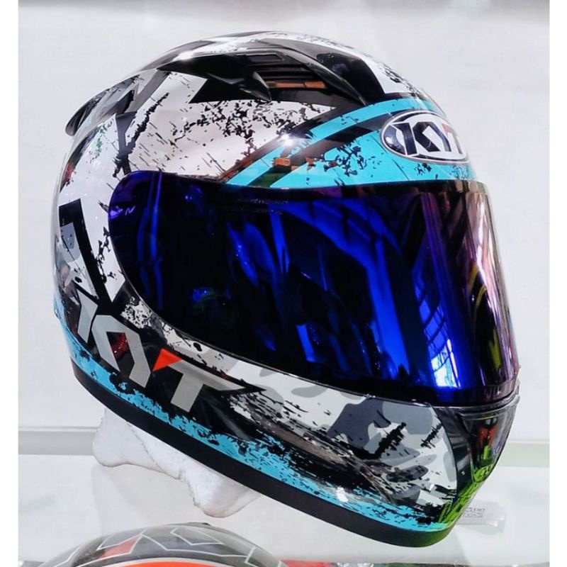 PEKET GANTENG VISOR BLUE + SPOILER KYT RC7 KYT R10 KYT K2RIDER +GRATIS STIKER