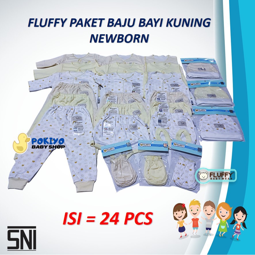 Jual Fluffy Paket Baju Bayi Newborn Warna Kuning Isi 24 Pcs Indonesia ...