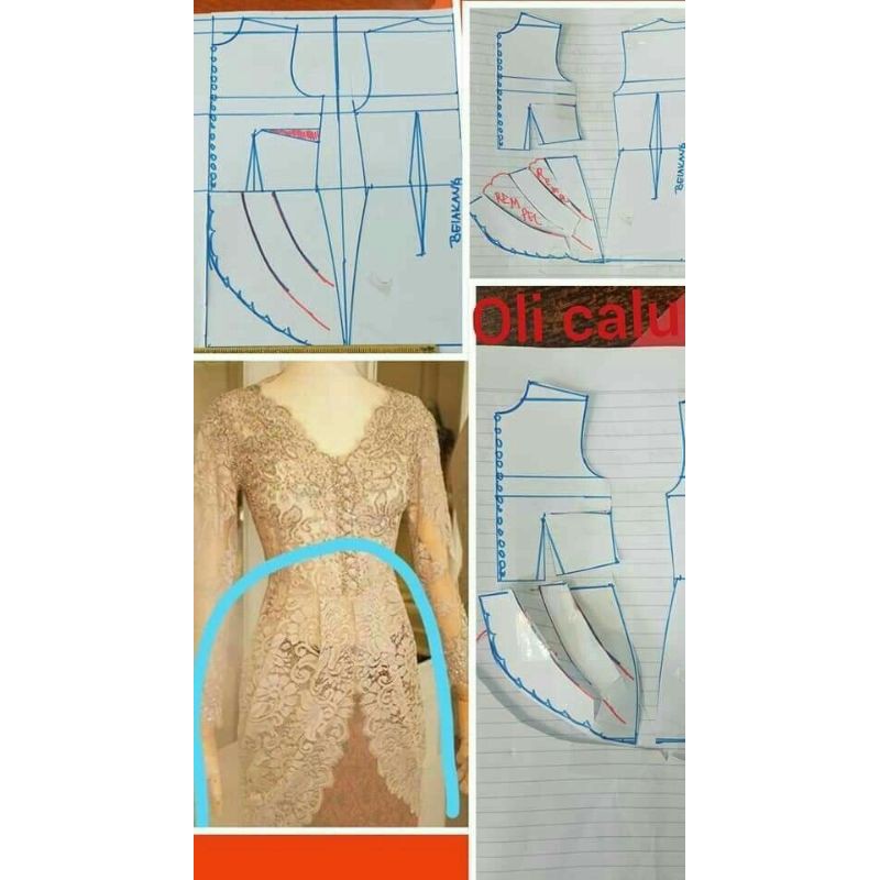 POLA JIPLAK KEBAYA/INSTAN/KUTUBARU/KARTINI/MODERN/POLA KEBAYA DRAPERY
