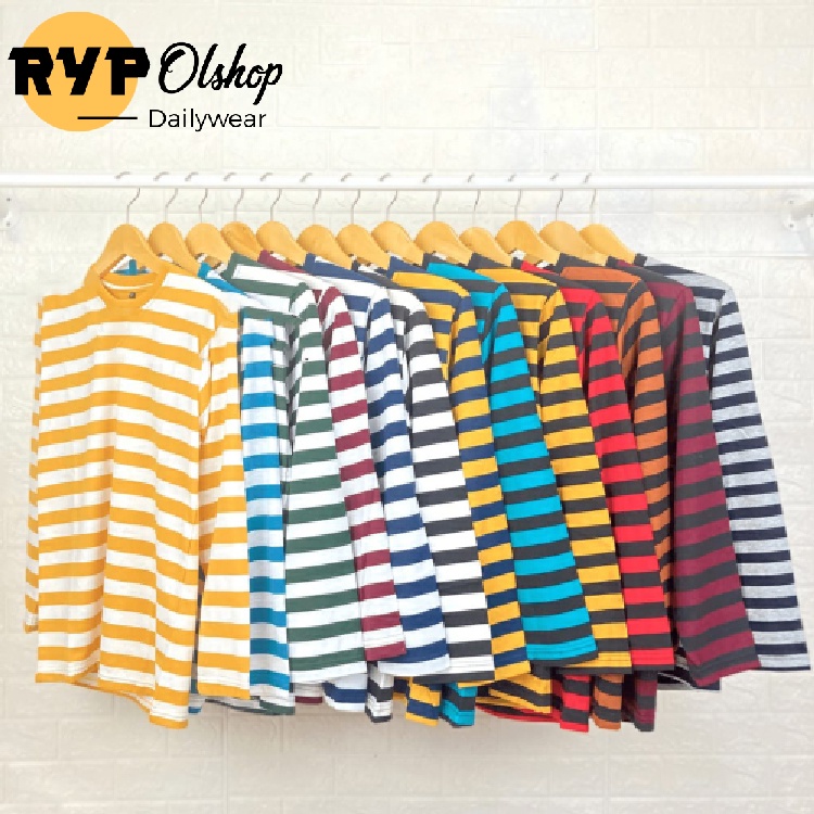 KAOS CLASSIC STRIPE\LENGAN PANJANG\BAJU BELANG BERGARIS\BAJU PRIA WANITA UNISEX | RYPOLSHOP