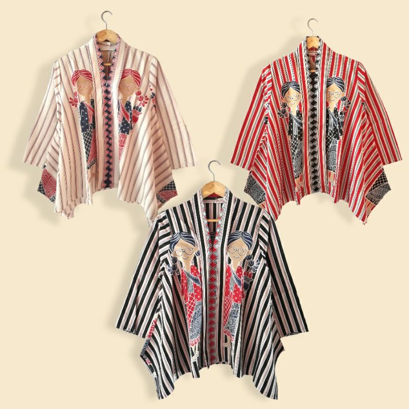 Blouse Batik Wanita Modern Atasan Blus Batik Kerja Premium Asli Solo Model Kartini Motif Lurik Jamu 
