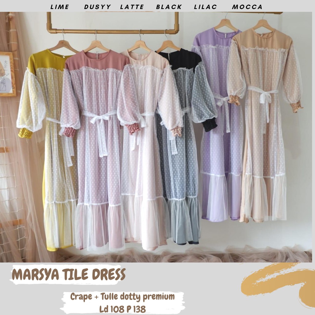 Marsya Tile Dress/Dress Tile Ld 108/Dress Pesta/Dress Tile Seragaman/Dress Tile Lebaran