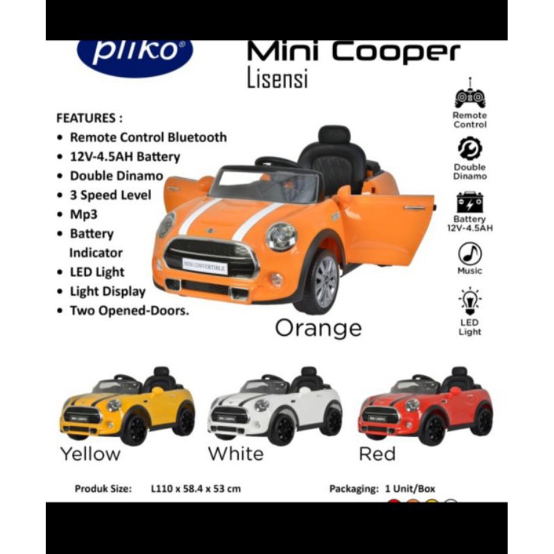 Mobil Aki Anak Pliko Mini Cooper PK-3868N