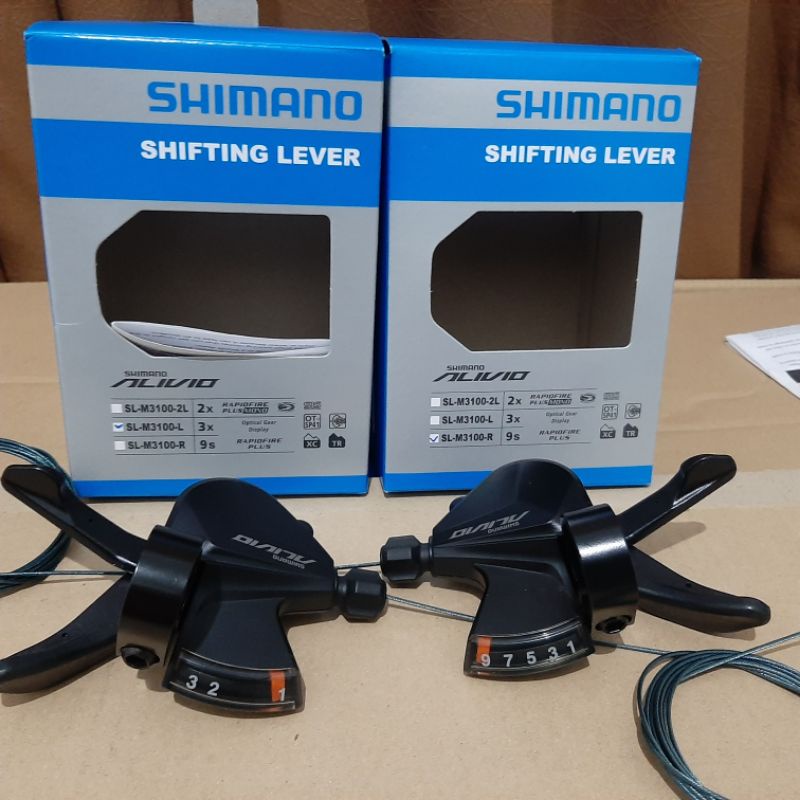 Shifter Shimano Alivio M3100 3 speed x 9 speed Kiri Kanan left Right Original