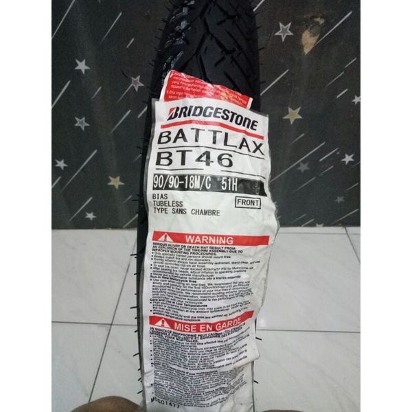BAN LUAR BRIDGESTONE BT 46 UKURAN  90/90-18 TUBELESS