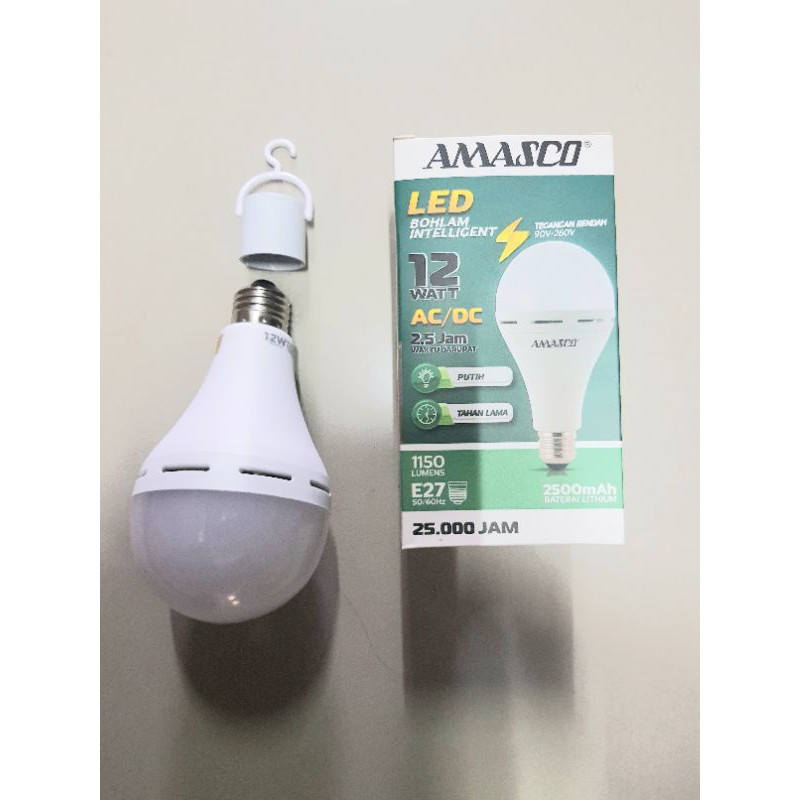 Led Bulb Emergency Amasco 12w putih AC/DC E27