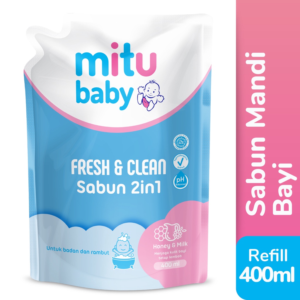 Mitu Baby Liquid Soap 2in1 Refill 400 ml - Sabun Mandi Bayi