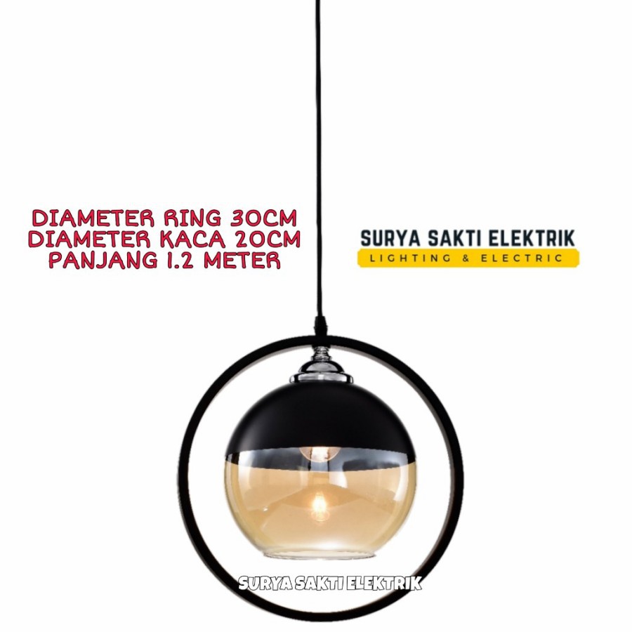 LAMPU GANTUNG MINIMALIS MODERN BULAT HIAS RUANG MAKAN TERAS KAMAR RING TUNGGAL
