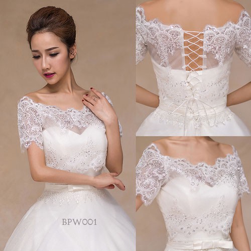 Wedding Bolero Renda Brukat Lace Pengantin Pesta Wanita Putih Bpw001