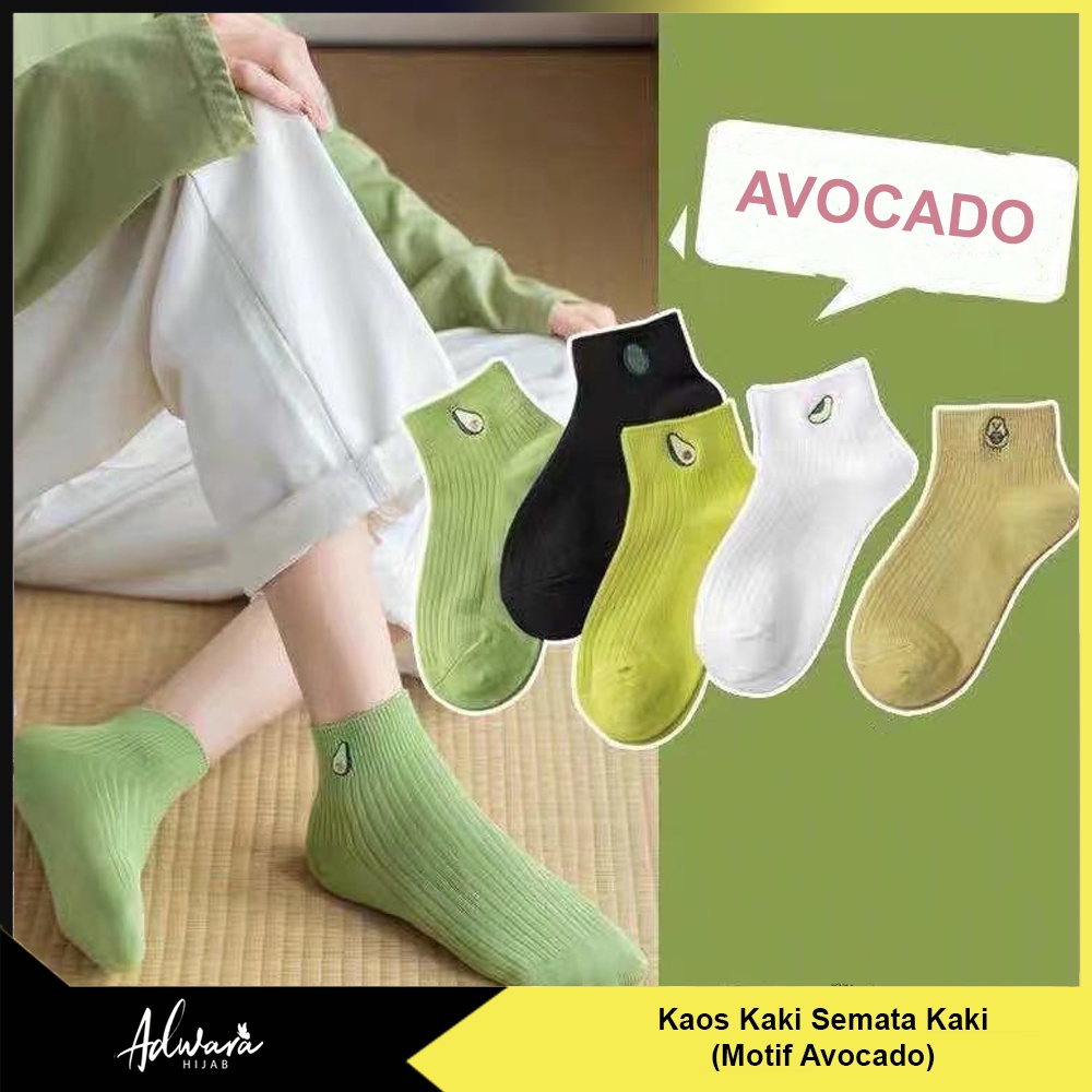 Kaos Kaki Pendek Wanita Semata Kaki Motif Avocado Karakter Gaya Korea