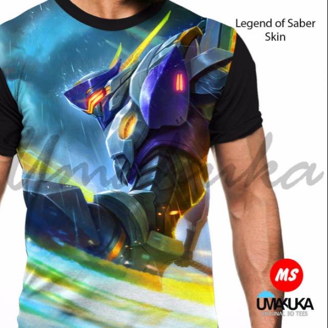 Kaos pria - kaos 3D - kaos polos belakang - kaos fullprint depan - Kaos Mobile Legend of Saber Skin