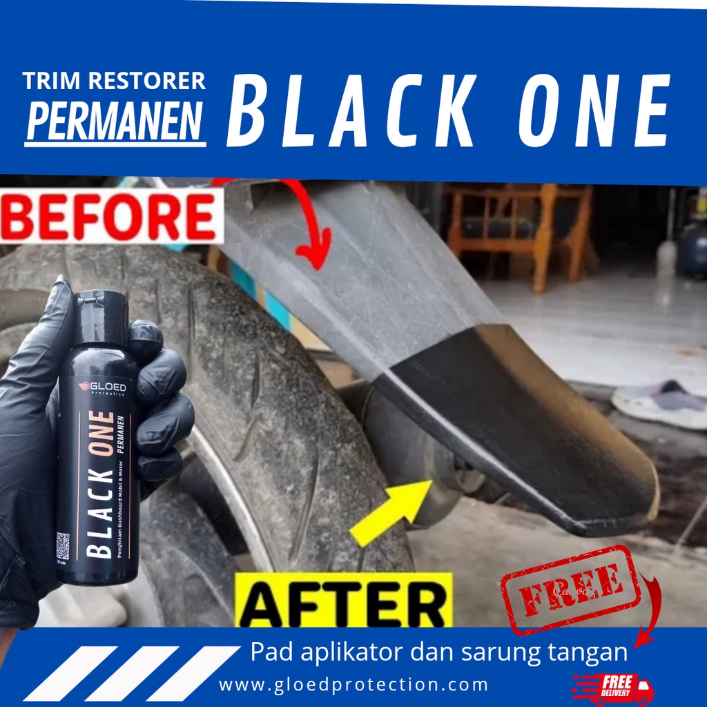 Penghitam Body Motor / Mobil Permanen free spon dan sarung tangan Black One