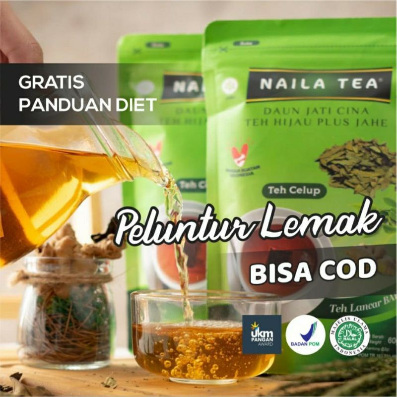 

NAILA TEA PELUNTUR LEMAK 1 PCS - ISI 30 BB TUNTAS CEPAT HINGGA 10 KG AMAN,