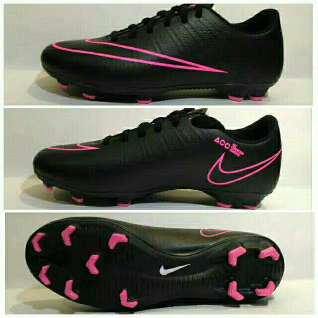 Paket Komplit Sepatu Bola Nike Tiempo gred ori.promo bola Tiempo murah.new bola Nike promo-Hitm pink