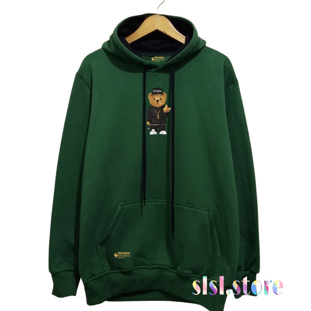 Sweater Hoodie Pria dan Wanita Premium Motif Anti Cute Bear Fleece Tebal (Size L dan XL)