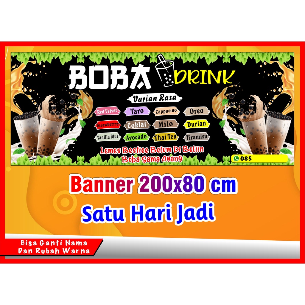 Banner Boba, Spanduk minuman BOBA 200x80cm COD