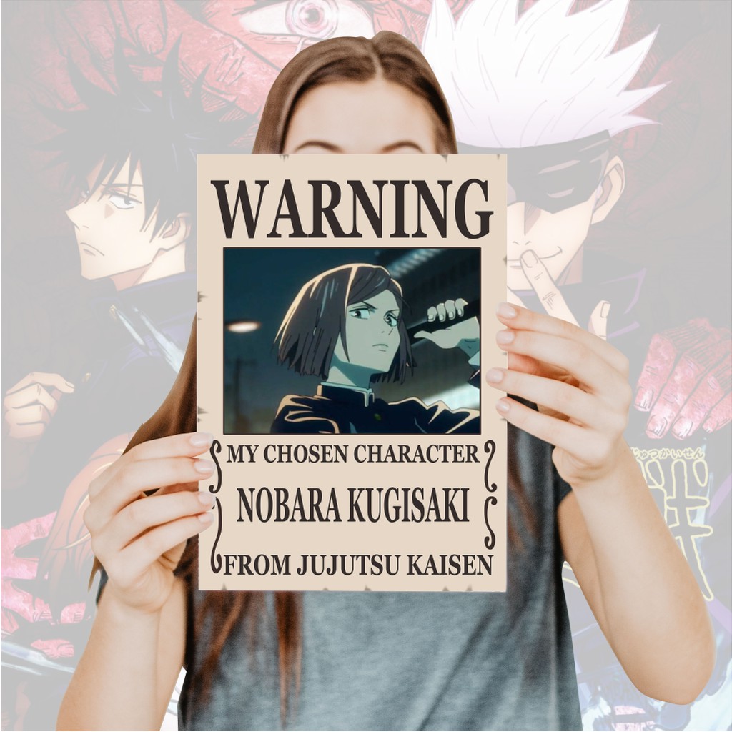 Poster Jujutsu Kaisen Warning Anime Itadori Yuji Fushiguro Megumi Gojo Satoru Sukuna- Size A4+-6