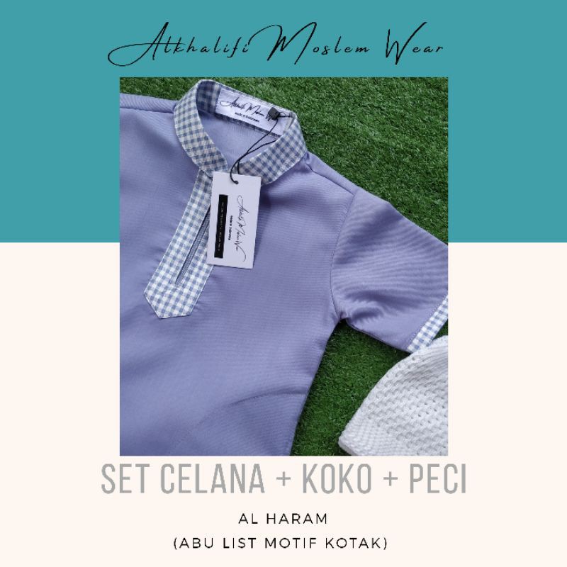 Terbaru SET KOKO AL HARAM (ABU LIST KOTAK) | Setelan Koko Bayi / Anak premium by Alkhalifi