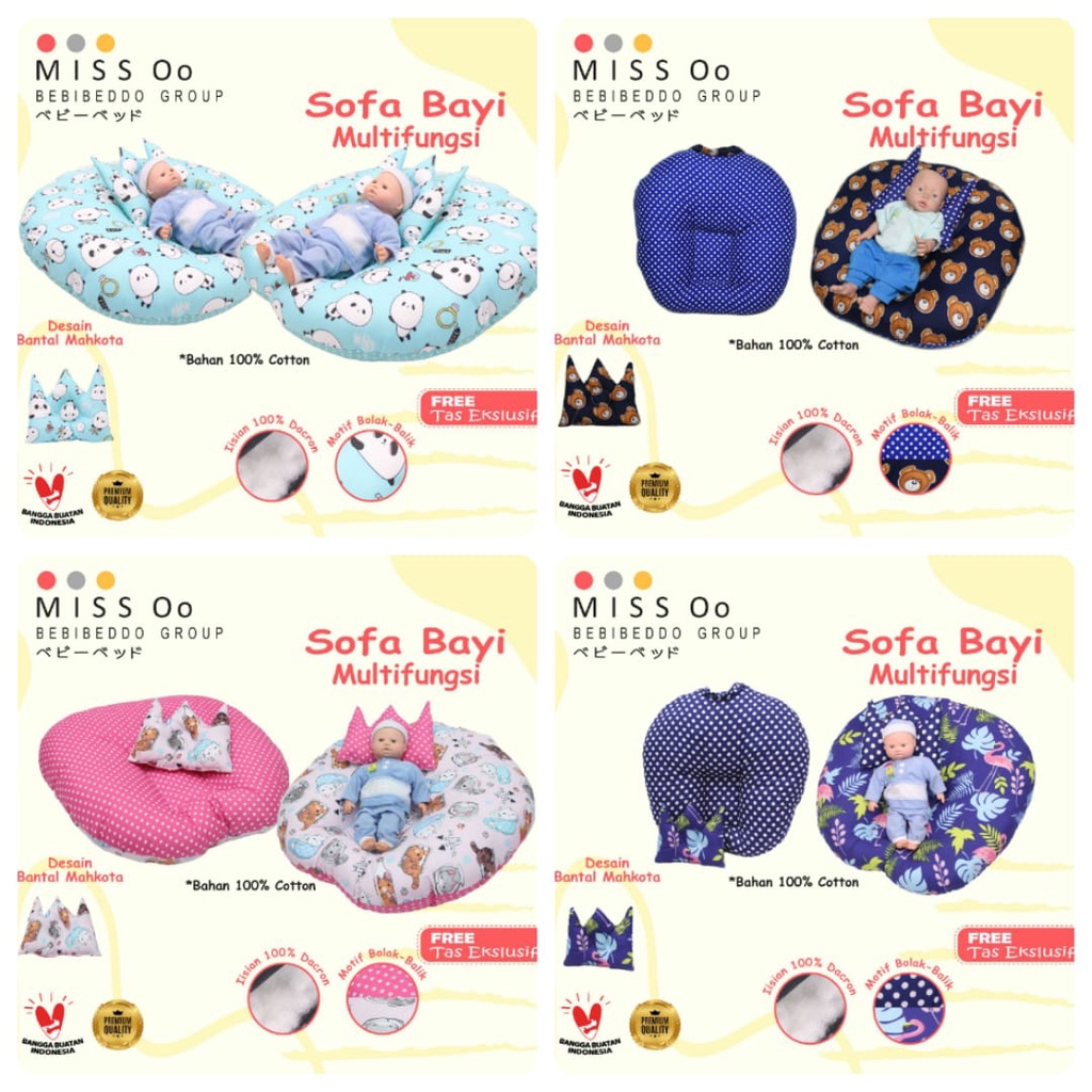 Sofa bayi / baby launger FREE bantal mahkota bayi dan tas