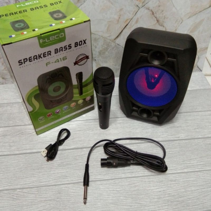 Speaker Karaoke Bluetooth Fleco 4 Inch F-416 // F-417 Free Mic