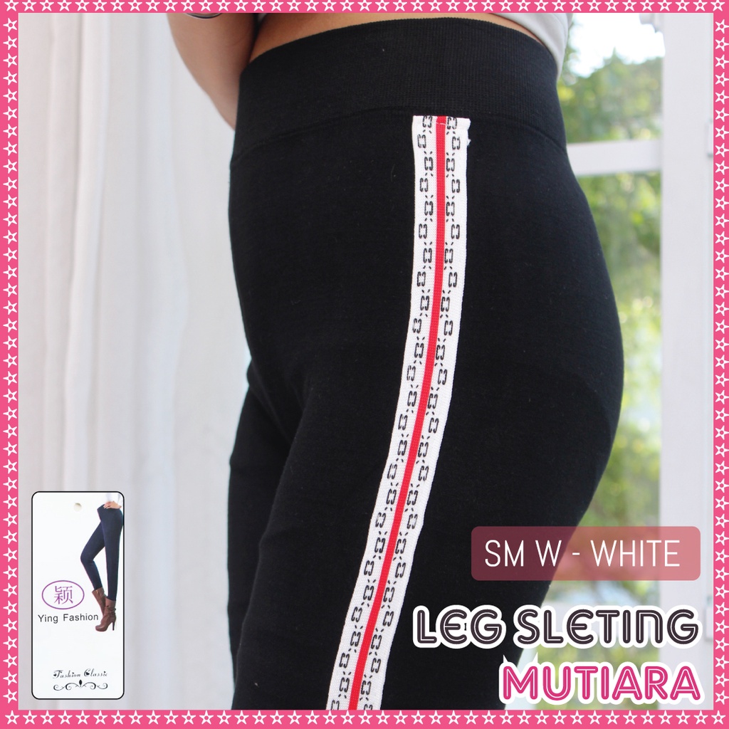 Leggig Zipper Wanita * W WHITE * / legging sleting mutiara / legging sleting kaki / legging jumbo