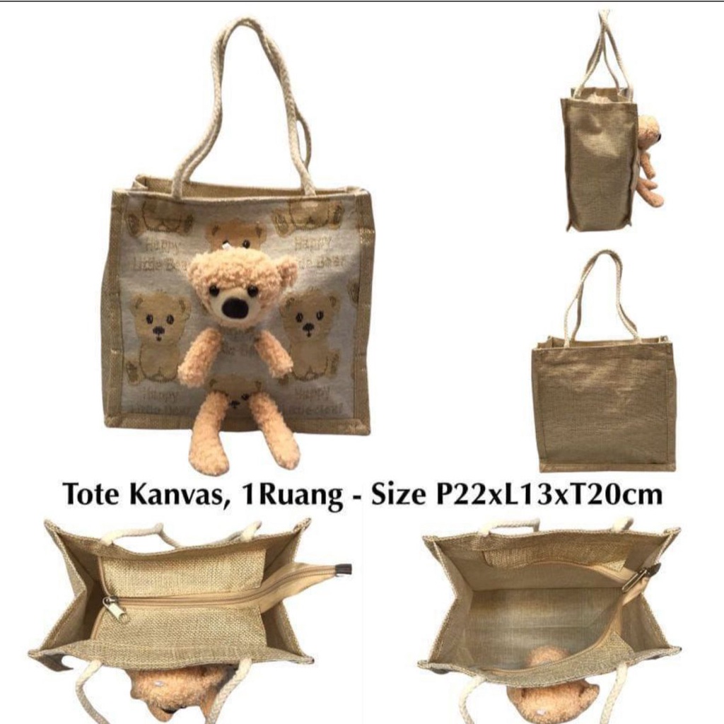 ￼TERLARIS TAS KANVAS Boneka 3D IMPORT MOTIF LUCU TERMURAH HANDBAG 8037- souvernir Hand bag Tote beat teddy bear lucu 3D