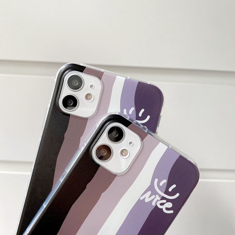 Nice Smile Black Rainbow Silicone Case OPPO A3S A31 A5 A9 A7 AS5 A12 A11K A5 A76 A33 F9 A52 A92 F11 A16 A54 A74 A95 A96 A36 4 5 6 6Z 7 8 C12 C15 C25 C31 C35 9i Cover