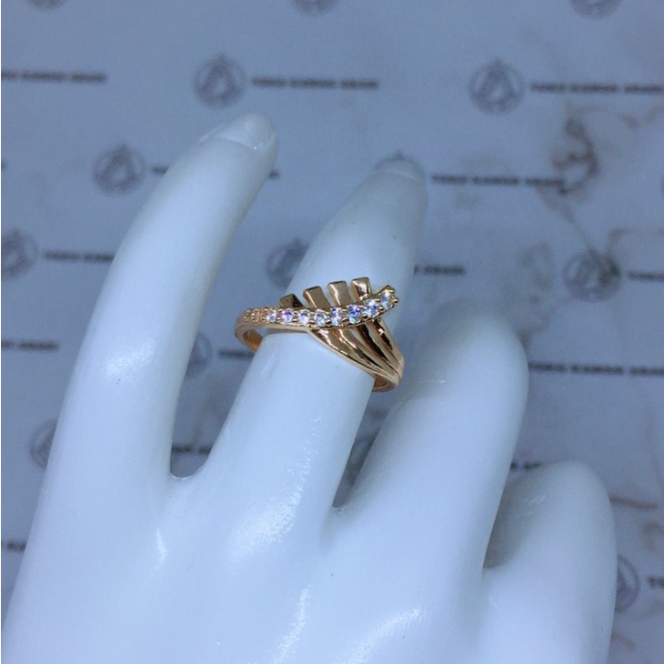 Cincin Xuping Gold Fashion Wanita Motif Permata Satu Dua Gelembung Perhiasan Wanita *26